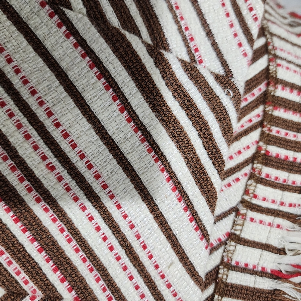 Worth Chevron Fringe Pencil Skirt Cream Brown Muiltcolor sz 8 - Picture 4 of 7